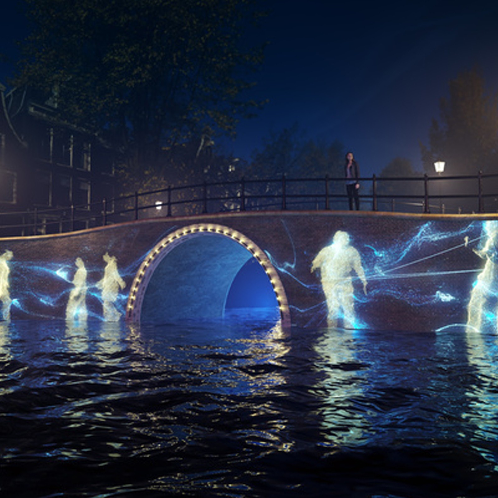 Hoe maak je onverdeelde aandacht zichtbaar? Mind Bridges is een poëtische projectie waarin kinderen rituelen bedenken om weer echt contact te maken. Een meditatieve installatie over verbinding in een digitale tijd.